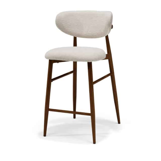 Dalton Barkruk Stof Vibe 06 Crme 8211 Metalen Frame Notenkleur