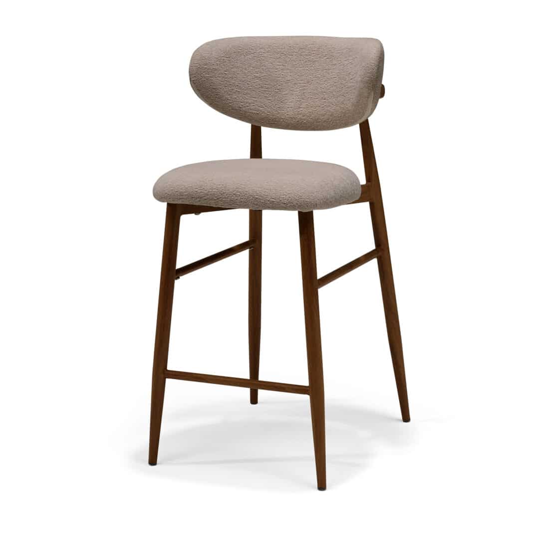 Dalton Barkruk Soft Vibe 21 Taupe 8211 Metalen Frame Notenkleur