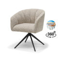 Cocoon armstoel - stof Sahara (mushroom) - 360° draaibaar, frame zwart