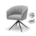 Cocoon armstoel stof Sahara grijs - 360° draaibaar, frame zwart