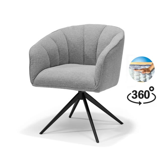 Cocoon Armstoel Stof Sahara Grijs 8211 360 Draaibaar Frame Zwart