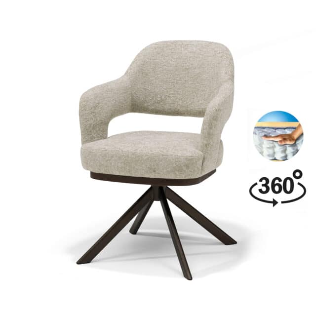 Colorado Armstoel Stof Bear 16 Beige 8211 360 Draaibaar Frame Anodic Brown