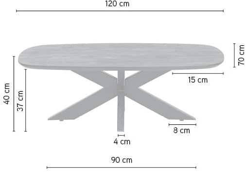 Deense Ovale Salontafel 120 Zwart Acaciahout