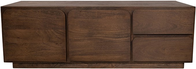 Tv Dressoir 150 Met 2 Deuren En 2 Lades Mango Donkerbruin
