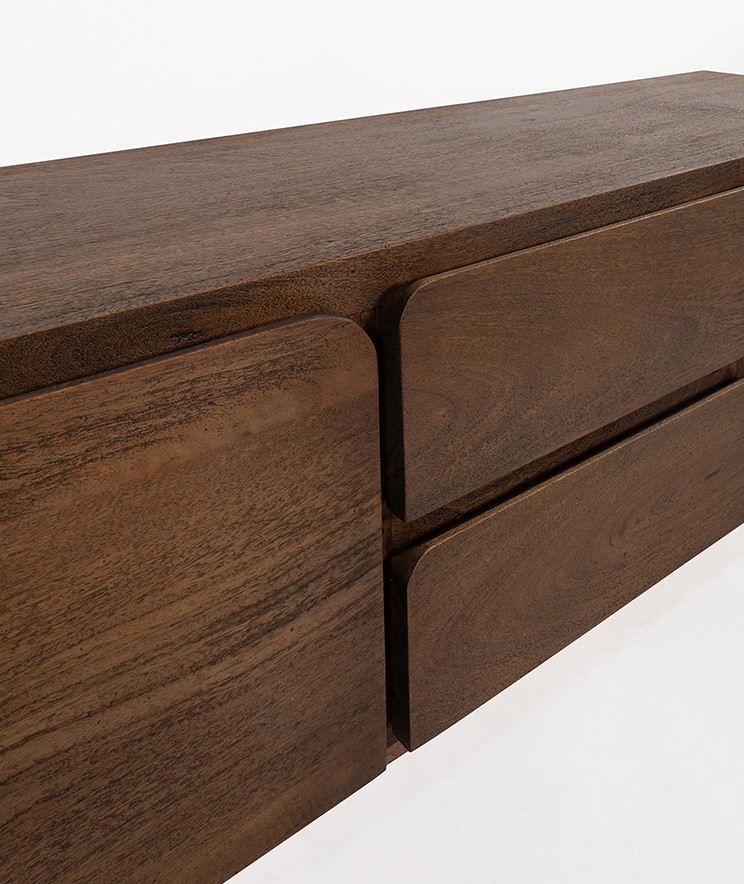 Tv Dressoir 150 Met 2 Deuren En 2 Lades Mango Donkerbruin