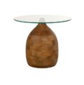 Stella salontafel Ø50, H43, Glad naturel, Helder glas