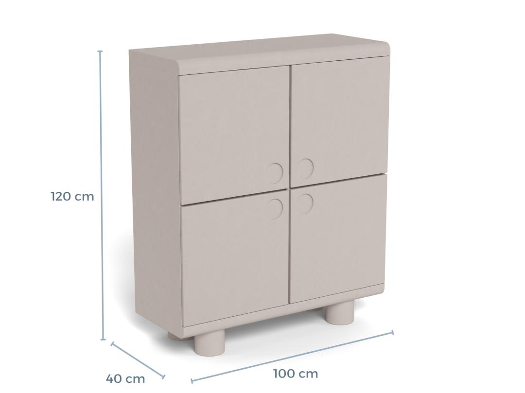 Wandkast Magee 8211 Grijs Mdf Pu Gelakt 8211 Met 4 Deuren 8211 100 Cm