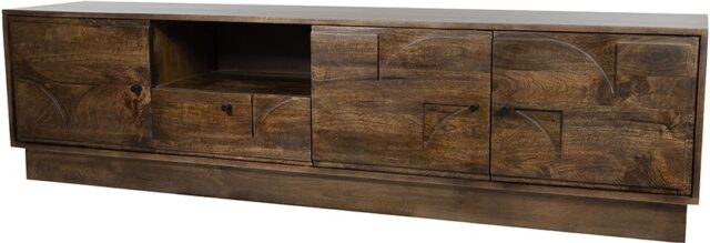 Tv Dressoir 190 Met 3 Deuren 1 Lade En 1 Open Vak Mango Bruin Walnoot