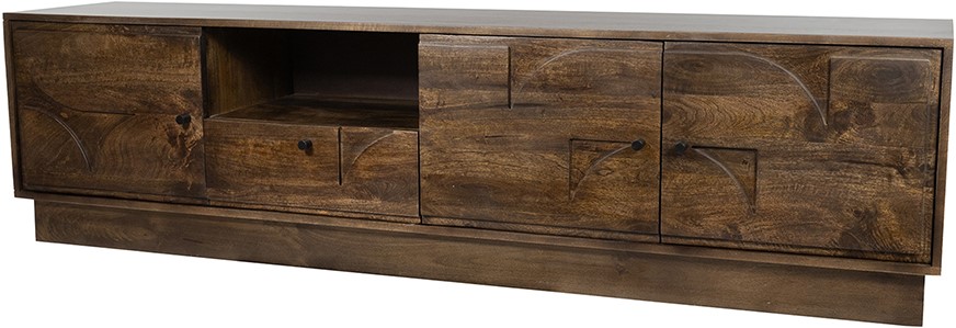 Tv Dressoir 190 Met 3 Deuren 1 Lade En 1 Open Vak Mango Bruin Walnoot Tv Dressoir 190 Met 3 Deuren 1 Lade En 1 Open Vak Mango Bruin Walnoot