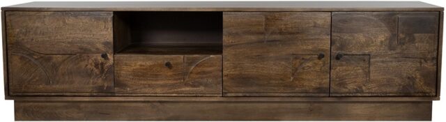 Tv Dressoir 190 Met 3 Deuren 1 Lade En 1 Open Vak Mango Bruin Walnoot