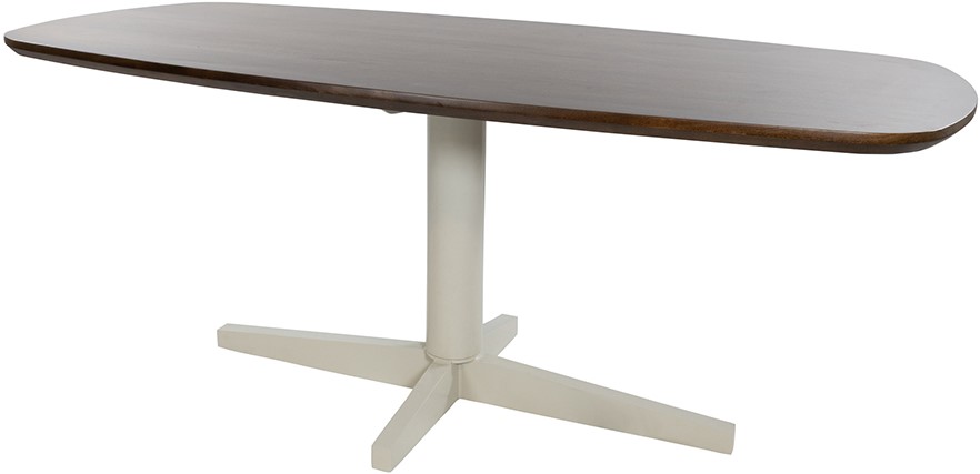 Eetkamertafel 160 Deens Ovaal Poot Beige Mango Bruin Walnoot