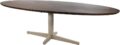 Eetkamertafel 190, ovaal, poot beige, mango bruin walnoot