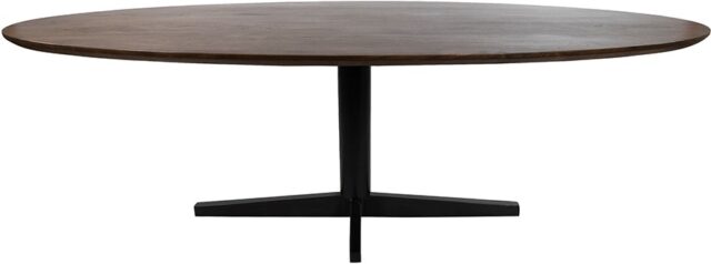 Eetkamertafel 190 Ovaal Poot Zwart Mango Bruin Walnoot