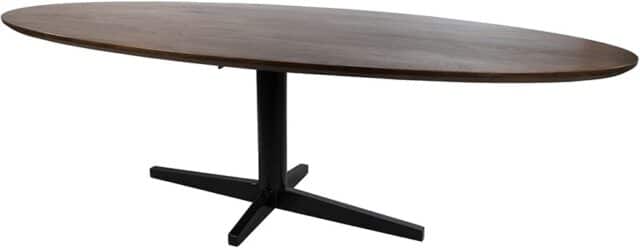 Eetkamertafel 240 Cm Ovaal Poten Zwart Mango Bruin Walnoot