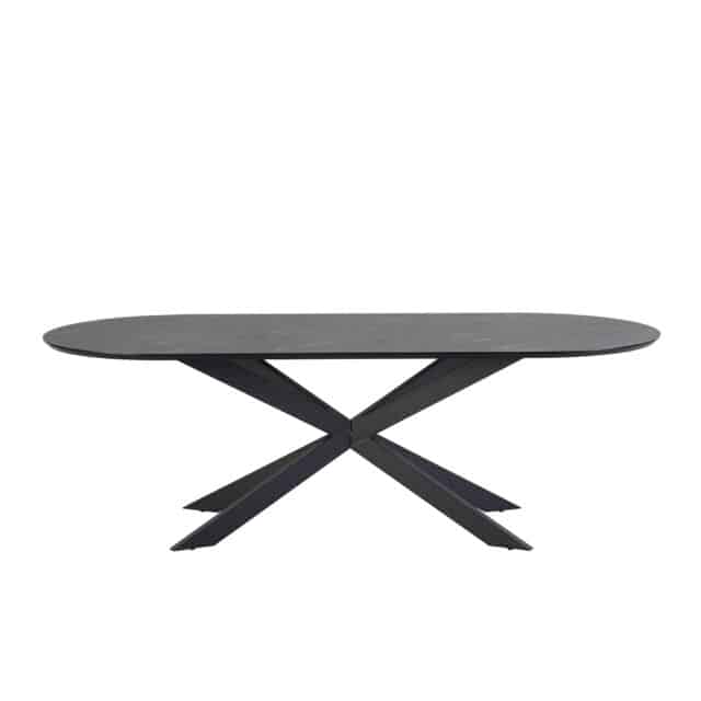 Solar Eettafel Capsulevorm 190 X 100 Mdf Hpl Zwart Marmer 25 Mm