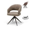 Swing-armstoel Stof Leo Beige - Relaxfunctie - Onderstel Anodisch Bruin